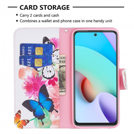 Housse Xiaomi Redmi 10 Papillons et Fleurs Peints Housse Xiaomi Redmi 10 Papillons et Fleurs Peints