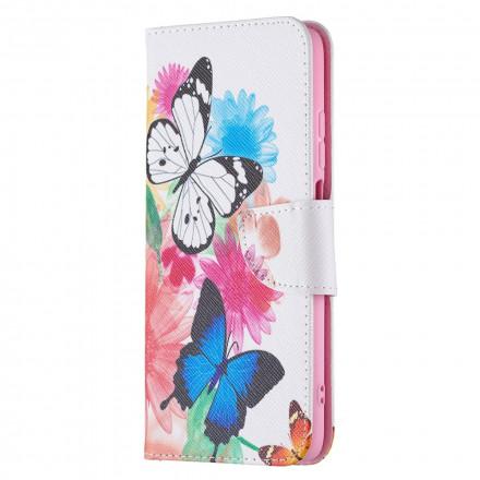 Housse Xiaomi Redmi 10 Papillons et Fleurs Peints Housse Xiaomi Redmi 10 Papillons et Fleurs Peints