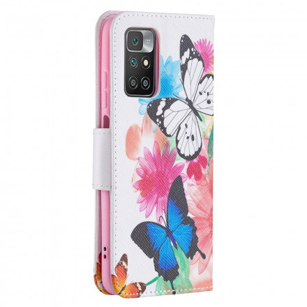 Housse Xiaomi Redmi 10 Papillons et Fleurs Peints Housse Xiaomi Redmi 10 Papillons et Fleurs Peints