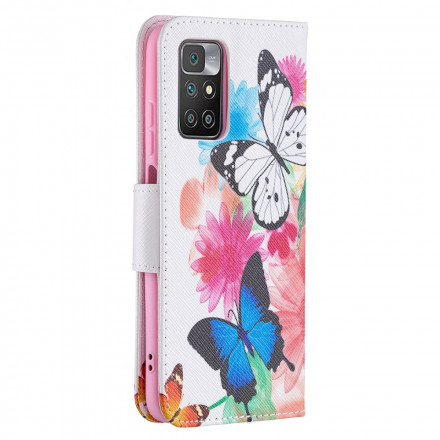 Housse Xiaomi Redmi 10 Papillons et Fleurs Peints