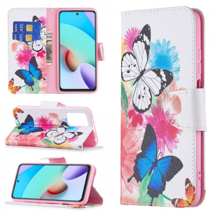 Housse Xiaomi Redmi 10 Papillons et Fleurs Peints Housse Xiaomi Redmi 10 Papillons et Fleurs Peints