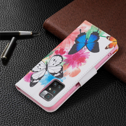 Housse Xiaomi Redmi 10 Papillons et Fleurs Peints Housse Xiaomi Redmi 10 Papillons et Fleurs Peints