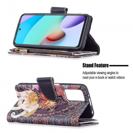 Housse Xiaomi Redmi 10 Poche Zippée Éléphant Housse Xiaomi Redmi 10 Poche Zippée Éléphant