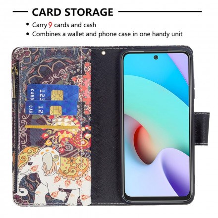 Housse Xiaomi Redmi 10 Poche Zippée Éléphant Housse Xiaomi Redmi 10 Poche Zippée Éléphant