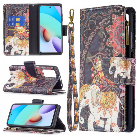 Housse Xiaomi Redmi 10 Poche Zippée Éléphant Housse Xiaomi Redmi 10 Poche Zippée Éléphant