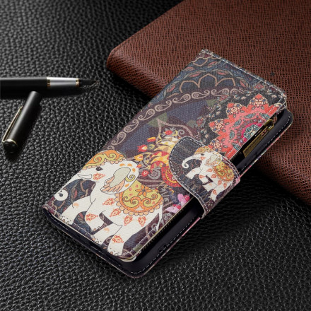 Housse Xiaomi Redmi 10 Poche Zippée Éléphant Housse Xiaomi Redmi 10 Poche Zippée Éléphant
