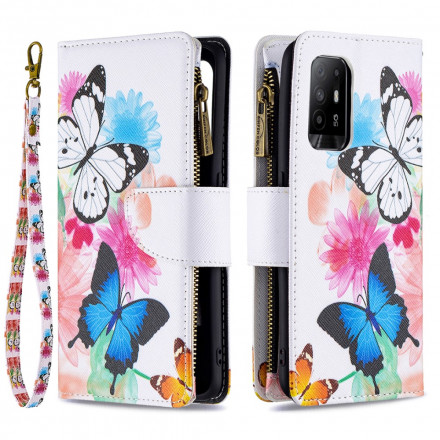 Housse Oppo A94 5G Poche Zippée Papillons Housse Oppo A94 5G Poche Zippée Papillons