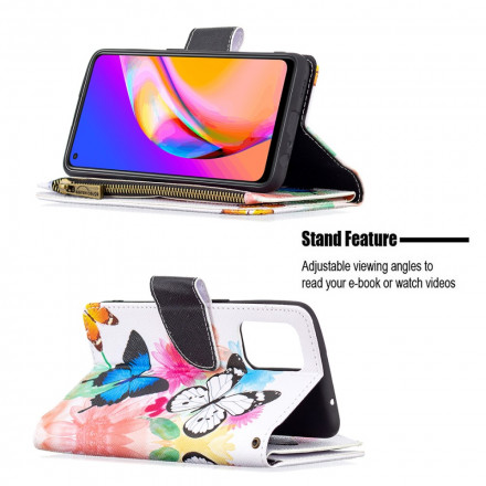 Housse Oppo A94 5G Poche Zippée Papillons Housse Oppo A94 5G Poche Zippée Papillons