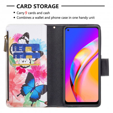Housse Oppo A94 5G Poche Zippée Papillons Housse Oppo A94 5G Poche Zippée Papillons