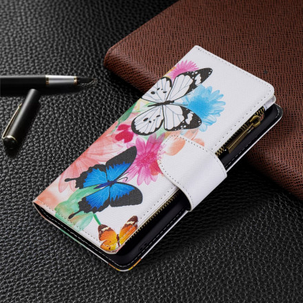 Housse Oppo A94 5G Poche Zippée Papillons