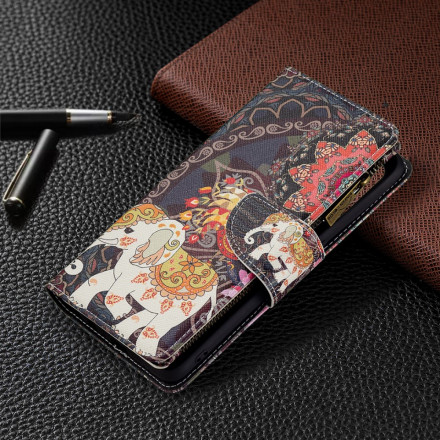 Housse Oppo A94 5G Poche Zippée Éléphant Housse Oppo A94 5G Poche Zippée Éléphant