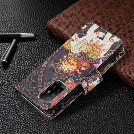 Housse Oppo A94 5G Poche Zippée Éléphant Housse Oppo A94 5G Poche Zippée Éléphant