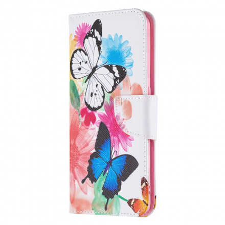 Housse Oppo A94 5G Papillons et Fleurs Peints Housse Oppo A94 5G Papillons et Fleurs Peints