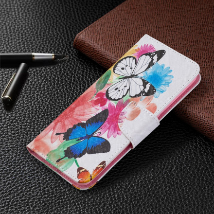 Housse Oppo A94 5G Papillons et Fleurs Peints Housse Oppo A94 5G Papillons et Fleurs Peints