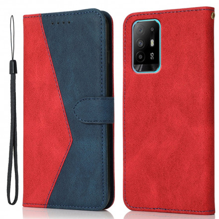 Housse Oppo A94 5G Simili Cuir Bicolore Triangle Housse Oppo A94 5G Simili Cuir Bicolore Triangle