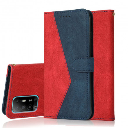 Housse Oppo A94 5G Simili Cuir Bicolore Triangle Housse Oppo A94 5G Simili Cuir Bicolore Triangle