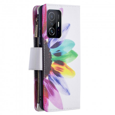 Housse Xiaomi 11T / 11T Pro Poche Zippée Fleur