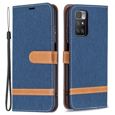 Housse Xiaomi Redmi 10 Tissu et Effet Cuir à Lanière Housse Xiaomi Redmi 10 Tissu et Effet Cuir à Lanière