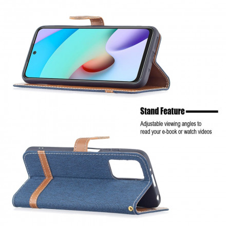 Housse Xiaomi Redmi 10 Tissu et Effet Cuir à Lanière Housse Xiaomi Redmi 10 Tissu et Effet Cuir à Lanière