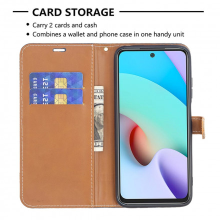 Housse Xiaomi Redmi 10 Tissu et Effet Cuir à Lanière Housse Xiaomi Redmi 10 Tissu et Effet Cuir à Lanière