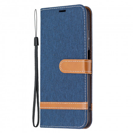 Housse Xiaomi Redmi 10 Tissu et Effet Cuir à Lanière Housse Xiaomi Redmi 10 Tissu et Effet Cuir à Lanière