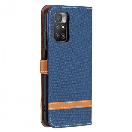 Housse Xiaomi Redmi 10 Tissu et Effet Cuir à Lanière Housse Xiaomi Redmi 10 Tissu et Effet Cuir à Lanière