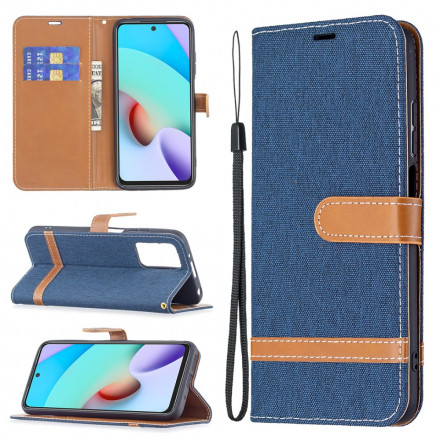 Housse Xiaomi Redmi 10 Tissu et Effet Cuir à Lanière Housse Xiaomi Redmi 10 Tissu et Effet Cuir à Lanière