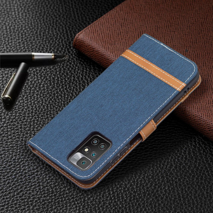 Housse Xiaomi Redmi 10 Tissu et Effet Cuir à Lanière Housse Xiaomi Redmi 10 Tissu et Effet Cuir à Lanière