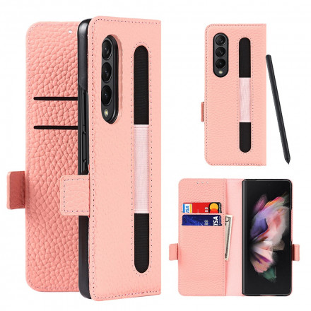 Housse Samsung Galaxy Z Fold 3 5G Cuir Litchi Véritable