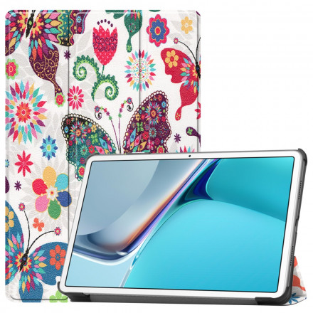 Smart Case Huawei MatePad 11 (2021) Papillons et Fleurs Rétros