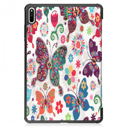 Smart Case Huawei MatePad 11 (2021) Papillons et Fleurs Rétros