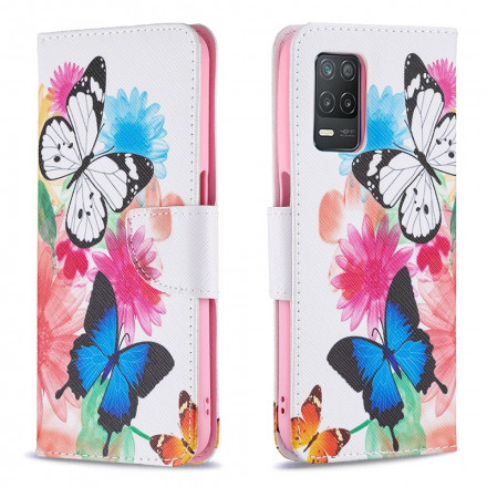 Housse Realme 8 5G Papillons et Fleurs Peints Housse Realme 8 5G Papillons et Fleurs Peints