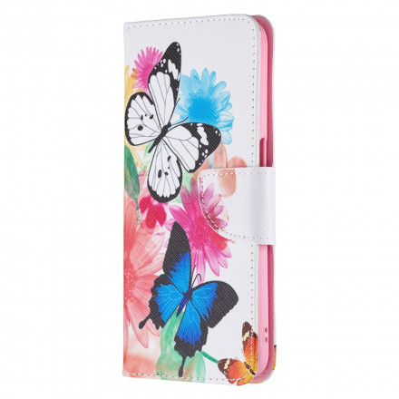 Housse Realme 8 5G Papillons et Fleurs Peints Housse Realme 8 5G Papillons et Fleurs Peints