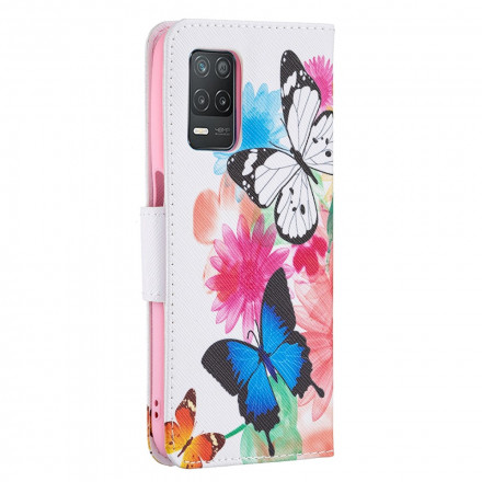 Housse Realme 8 5G Papillons et Fleurs Peints Housse Realme 8 5G Papillons et Fleurs Peints