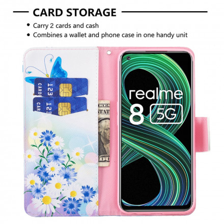 Housse Realme 8 5G Papillons et Fleurs Peints