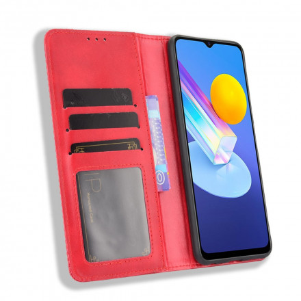 Flip Cover Vivo Y72 5G Effet Cuir Vintage Stylisé Flip Cover Vivo Y72 5G Effet Cuir Vintage Stylisé