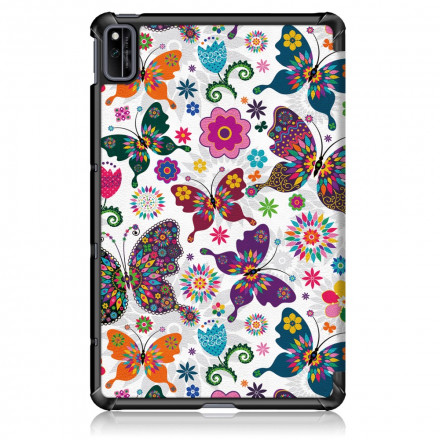 Smart Case Huawei MatePad New Renforcée Papillons et Fleurs Rétros Smart Case Huawei MatePad New Renforcée Papillons et Fleurs Rétros