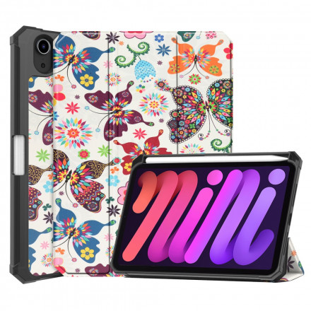 Smart Case iPad Mini 6 (2021) Porte-Stylet Fleurs Vintages Smart Case iPad Mini 6 (2021) Porte-Stylet Fleurs Vintages