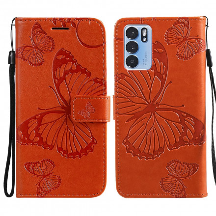 Housse Oppo Reno 6 5G Papillons Géants à Lanière Housse Oppo Reno 6 5G Papillons Géants à Lanière