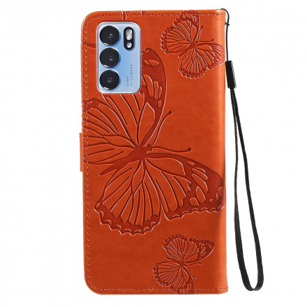 Housse Oppo Reno 6 5G Papillons Géants à Lanière Housse Oppo Reno 6 5G Papillons Géants à Lanière