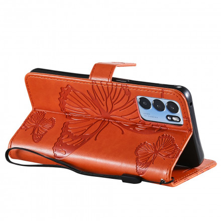 Housse Oppo Reno 6 5G Papillons Géants à Lanière Housse Oppo Reno 6 5G Papillons Géants à Lanière