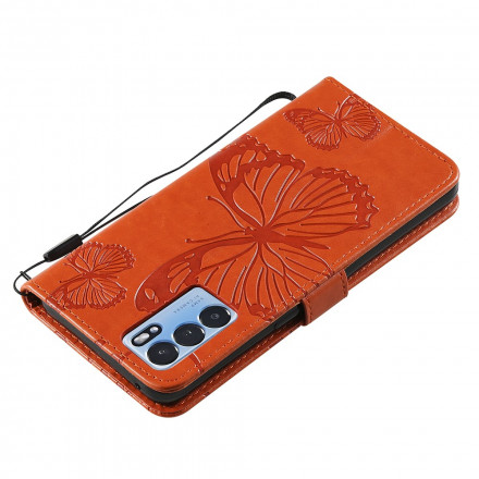 Housse Oppo Reno 6 5G Papillons Géants à Lanière Housse Oppo Reno 6 5G Papillons Géants à Lanière
