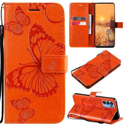 Housse Oppo Reno 6 5G Papillons Géants à Lanière Housse Oppo Reno 6 5G Papillons Géants à Lanière