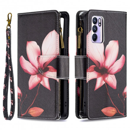 Housse Oppo Reno 6 5G Poche Zippée Fleur Housse Oppo Reno 6 5G Poche Zippée Fleur