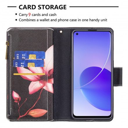 Housse Oppo Reno 6 5G Poche Zippée Fleur Housse Oppo Reno 6 5G Poche Zippée Fleur