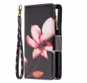 Housse Oppo Reno 6 5G Poche Zippée Fleur