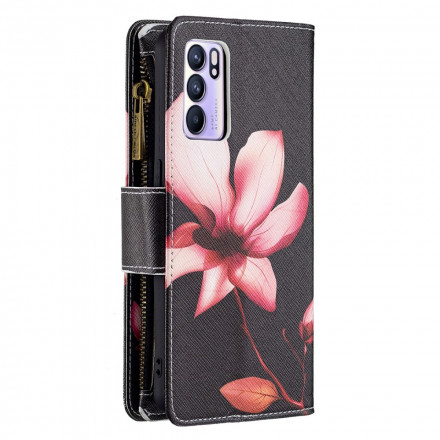 Housse Oppo Reno 6 5G Poche Zippée Fleur Housse Oppo Reno 6 5G Poche Zippée Fleur