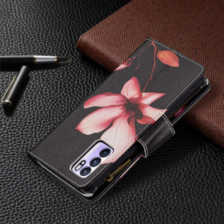Housse Oppo Reno 6 5G Poche Zippée Fleur Housse Oppo Reno 6 5G Poche Zippée Fleur