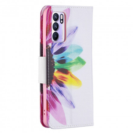 Housse Oppo Reno 6 5G Fleur Aquarelle Housse Oppo Reno 6 5G Fleur Aquarelle