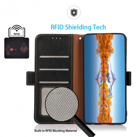 Housse Oppo Reno 6 5G Véritable Cuir Litchi KHAZNEH RFID Housse Oppo Reno 6 5G Véritable Cuir Litchi KHAZNEH RFID